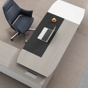 ローランシリーズ管理職専用執務机 豊林e0級パーティクルボード ドイツシャッター化粧紙 宝鋼スチールフレーム 冠輝五金 ラミエロ接続付属キャビネット