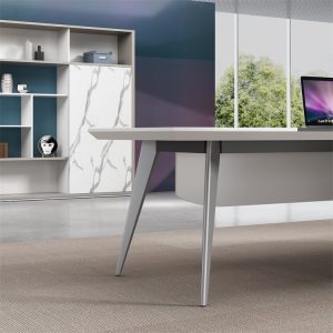 ローランシリーズ管理職専用執務机 豊林e0級パーティクルボード ドイツシャッター化粧紙 宝鋼スチールフレーム 冠輝五金 ラミエロ接続付属キャビネット