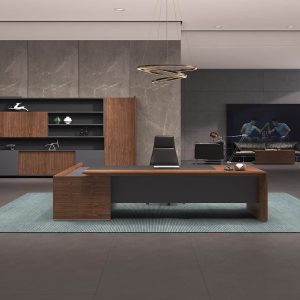 高級エグゼクティブデスク 輸入小山目ウォールナット 多機能配線ボックス付き ラミノ加工メイシーシリーズ