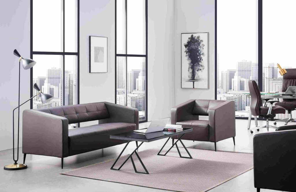 wd2123シリーズオフィスレセプションソファ イタリア輸入「陽光」ブランド牛皮 デュポン高密度高反発スポンジ 人体工学設計