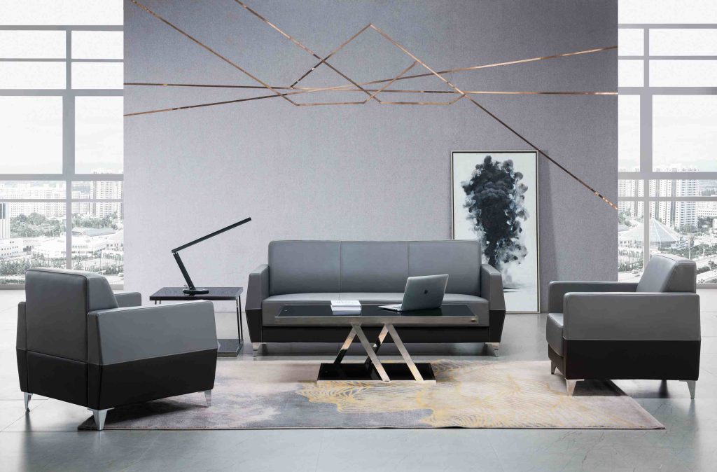 wd2127シリーズオフィスレセプションソファ イタリア輸入「サンシャイン」ブランド牛皮 デュポン高密度高反発スポンジ 人体工学設計