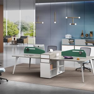 ローランドシリーズeタイプ 4人用セットスタッフデスク 豊林e0グレード 宝鋼鋼架脚 ラミノ接続