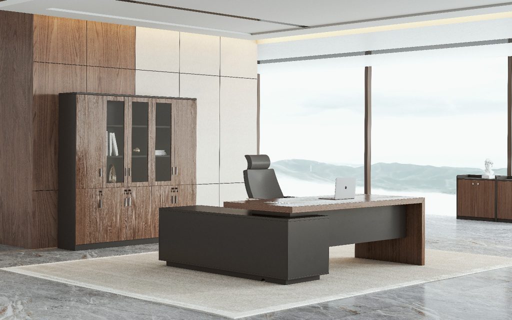 ミンチェシリーズ 高級エグゼクティブデスク 天然ウォールナット木皮 黒ヘアライン反転配線ボックス 多機能コンセント ミンチェシリーズ 高級エグゼクティブデスク 天然ウォールナット木皮 黒ヘアライン反転配線ボックス 多機能コンセント