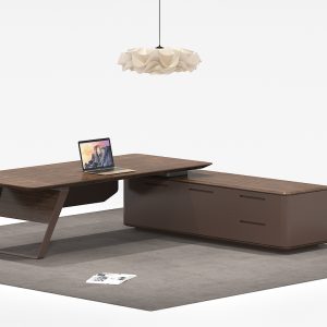 高級エグゼクティブデスク ウォールナット モダンシンプル デザイナーズ 多機能配線ボックス付き