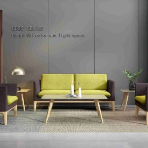 wd2047シリーズオフィスレセプションソファ 中国高級ブランド「ハイフェイラー」a級フリース生地 デュポンスポンジ 原木色木脚