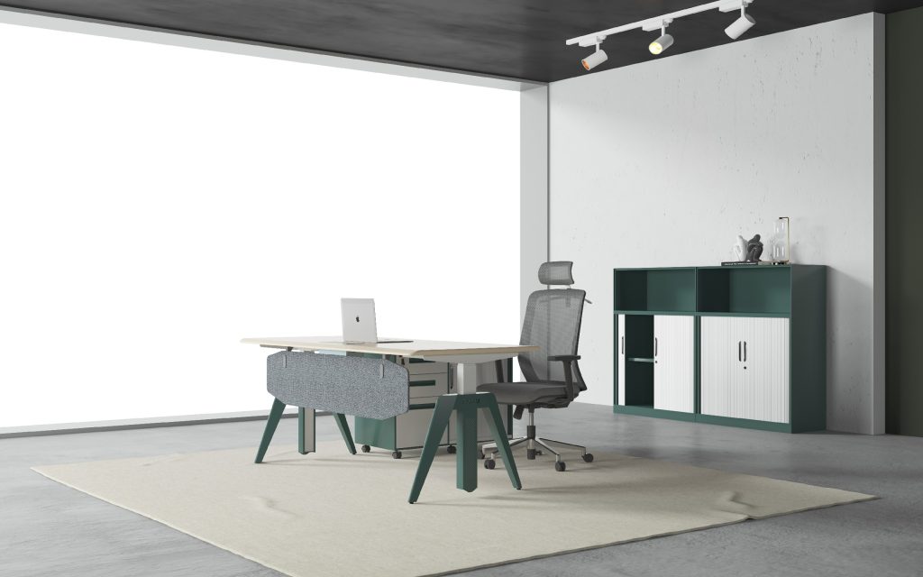 カスマン昇降式執務机 ダブルモーター電動昇降 環境にやさしい粉体塗装 集線ボックス付き 宝鋼製スチールフレーム 冠輝五金 オフィス家具