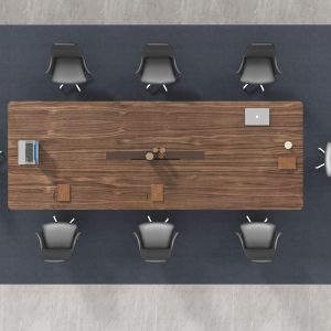 極致シリーズ会議机 輸入天然小山紋クルミ木皮 上思華林e0グレード 黑拉丝配線ボックス付き