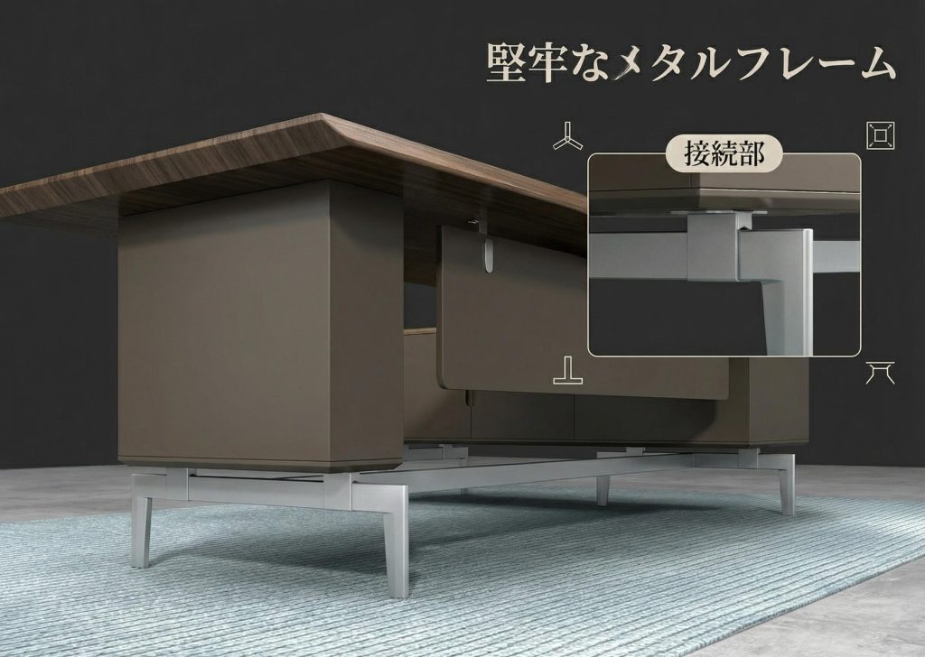 高級エグゼクティブデスク ウォールナット モダンシンプル デザイナーズ 多機能配線ボックス付き 高級塗装仕上げ 社長デスク・プレジデントデスク・オフィスデスク ウォールナット材 モダンシンプル デザイナーズハイエンド ビッグデスク マルチ機能ケーブルボックス付き
