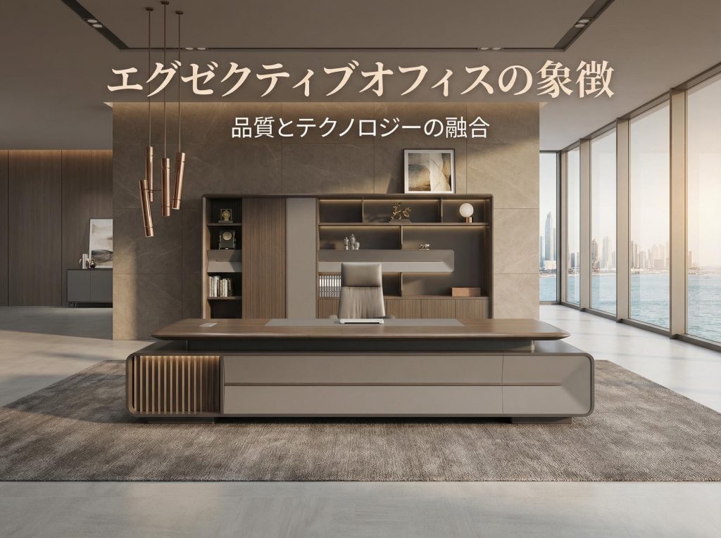 ハオランシリーズ 高級エグゼクティブデスク 北米黒ウォールナット木皮 指紋ロック 電動昇降配線ボックス