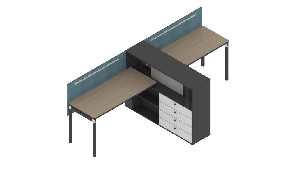 格調dタイプ スタッフデスク 豊林e0グレード アルミニウム拉丝反転線蓋 宝鋼鋼架脚ドイツ夏特化粧紙 配線収納付き