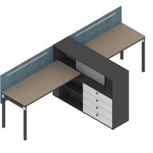 格調dタイプ スタッフデスク 豊林e0グレード アルミニウム拉丝反転線蓋 宝鋼鋼架脚ドイツ夏特化粧紙 配線収納付き