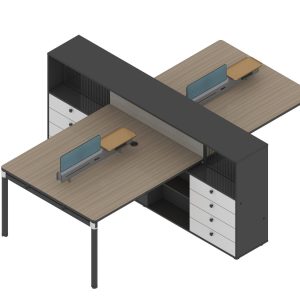 格調Fタイプ 2人・4人組み合わせスタッフデスク 豊林e0グレード 収納スペース豊富