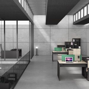 オフィス社員用デスク オークシリーズg款 86コンセント対応 配線通路 多機能収納