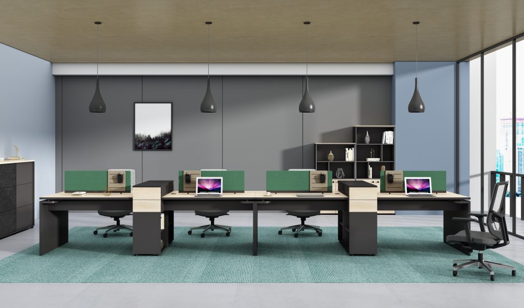  オフィス社員用デスク オークシリーズg款 86コンセント対応 配線通路 多機能収納