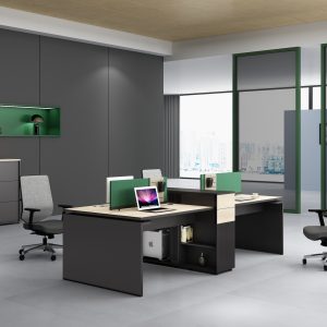 オフィス社員用デスク オークシリーズH款 86コンセント対応 配線通路 多機能収納