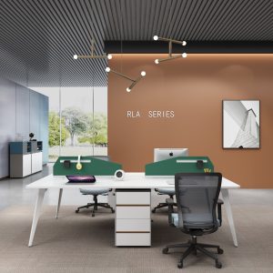 ローランドシリーズeタイプ 4人用セットスタッフデスク 豊林e0グレード 宝鋼鋼架脚 ラミノ接続