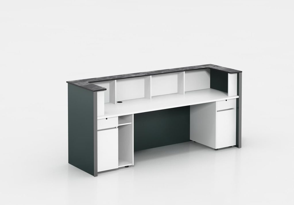 ブランドシリーズ フロントレセプションデスク 豊林e0級高密度パーティクルボード ドイツ夏特化粧紙 冠輝金具