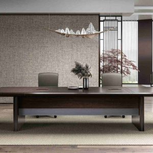 半月山シリーズ会議机 e1級中密度繊維板 烏金木木皮+棕紅 水性塗料 新中式デザイン