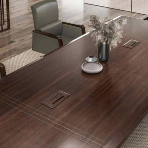 半月山シリーズ会議机 e1級中密度繊維板 烏金木木皮+棕紅 水性塗料 新中式デザイン