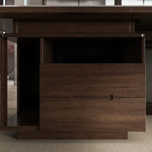 ハイエンド社長執務机 半月山シリーズ 烏金木突板+茶赤色 環境にやさしく耐久性あり ドイツbmbハードウェア