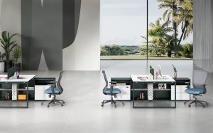 領御シリーズeタイプ職員机 豊林e0級環境保護パーティクルボード ドイツシャッター仕上げ 宝鋼スチールフレーム オフィス家具