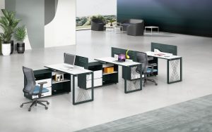 領御シリーズeタイプ職員机 豊林e0級環境保護パーティクルボード ドイツシャッター仕上げ 宝鋼スチールフレーム オフィス家具