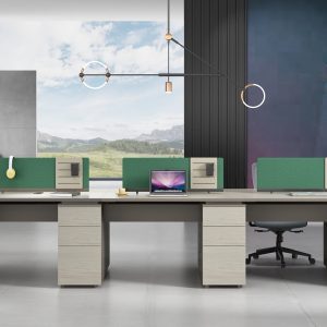  オフィス社員用デスク オークシリーズd款 86コンセント対応 配線通路 多機能収納