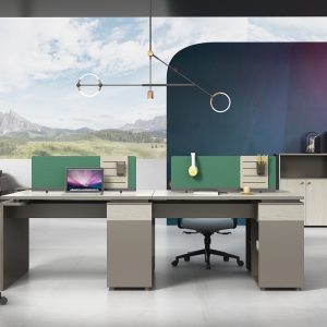  オフィス社員用デスク オークシリーズa款 86コンセント対応 配線通路 多機能収納