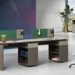 オフィス社員用デスク オークシリーズa款 86コンセント対応 配線通路 多機能収納