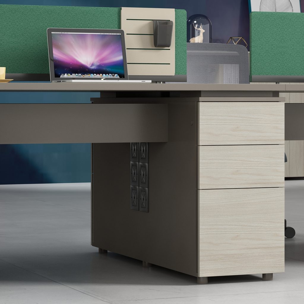  オフィス社員用デスク オークシリーズd款 86コンセント対応 配線通路 多機能収納