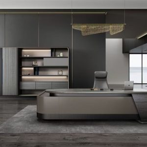 高級エグゼクティブデスク タイ輸入グレーエルム 指紋ロック 電力轨道コンセント付きハオルイシリーズ