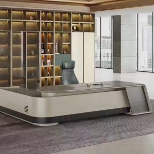 高級エグゼクティブデスク タイ輸入グレーエルム 指紋ロック 電力轨道コンセント付きハオルイシリーズ