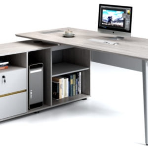 ローランシリーズ執務机 豊林e0級パーティクルボード ドイツシャッター化粧紙 宝鋼スチールフレーム 冠輝五金 ラミエロ接続付属キャビネット