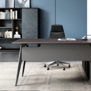 ローランシリーズ執務机 豊林e0級パーティクルボード ドイツシャッター化粧紙 宝鋼スチールフレーム 冠輝五金 ラミエロ接続付属キャビネット