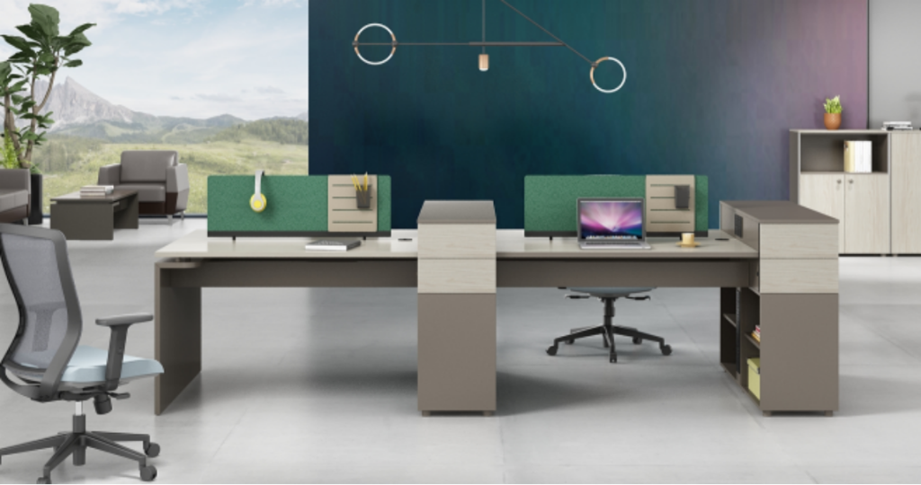  オフィス社員用デスク オークシリーズg款 86コンセント対応 配線通路 多機能収納