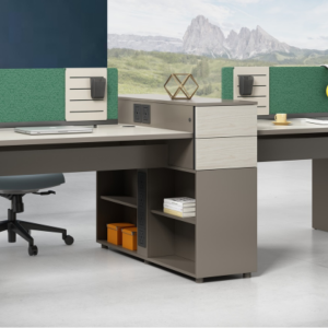  四人用オフィスデスク オークシリーズh款 86コンセント対応 配線通路 多機能収納