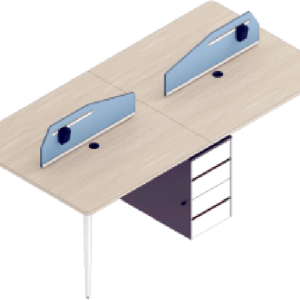 ローランドシリーズeタイプ 4人用セットスタッフデスク 豊林e0グレード 宝鋼鋼架脚 ラミノ接続