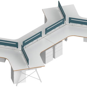 ピーターシリーズeタイプ 3人用コンビネーションデスク 豊林e0グレード 並べてずらし組立て