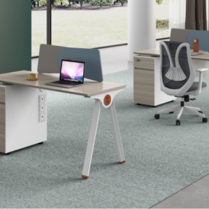 ユーゲルシリーズaタイプ スタッフデスク 豊林e0グレード ロック付き引出し アルミニウム薄縁