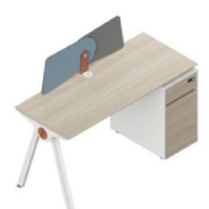 ユーゲルシリーズaタイプ スタッフデスク 豊林e0グレード ロック付き引出し アルミニウム薄縁