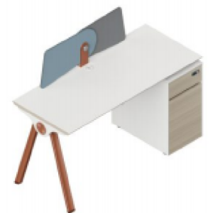 ユーゲルシリーズaタイプ スタッフデスク 豊林e0グレード ロック付き引出し アルミニウム薄縁