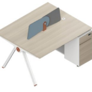 ユーゲルシリーズaタイプ スタッフデスク 豊林e0グレード ロック付き引出し アルミニウム薄縁