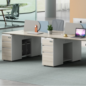 ユーゲル(优格)シリーズbタイプ スタッフデスクは、「ロック付き収納の安全性、アルミニウム薄縁の精緻感、高品質素材の安心性」を核とした現代的オフィス家具です