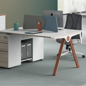 ユーゲル(优格)シリーズbタイプ スタッフデスクは、「ロック付き収納の安全性、アルミニウム薄縁の精緻感、高品質素材の安心性」を核とした現代的オフィス家具です