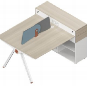 ユーゲルシリーズdタイプ スタッフデスク 豊林e0グレード ロック付き引出し アルミニウム薄縁