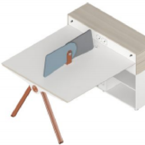 ユーゲルシリーズdタイプ スタッフデスク 豊林e0グレード ロック付き引出し アルミニウム薄縁