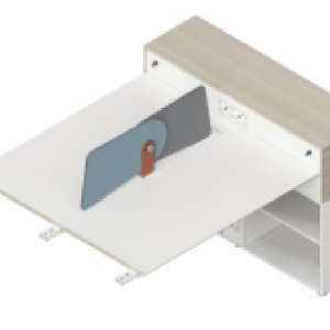 ユーゲルシリーズdタイプ スタッフデスク 豊林e0グレード ロック付き引出し アルミニウム薄縁