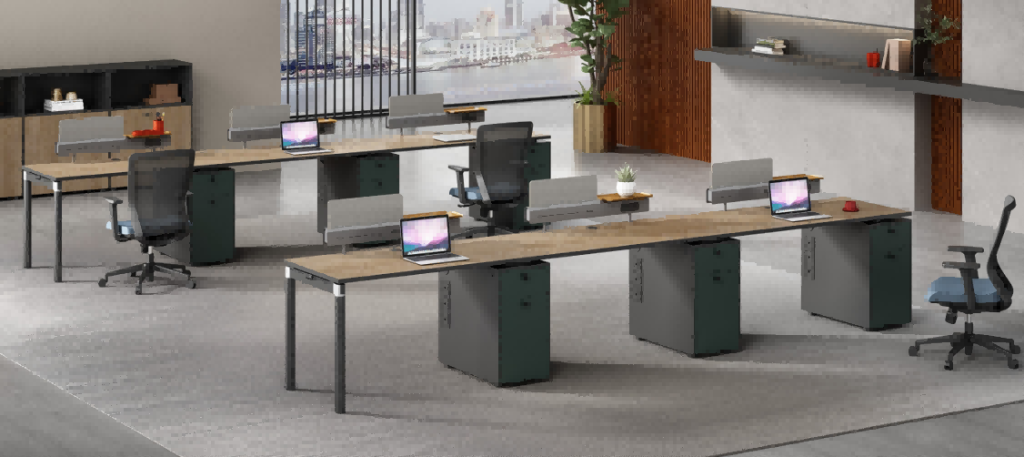 格調aタイプ スタッフデスク 豊林e0グレード アルミニウム拉丝反転線蓋 宝鋼鋼架脚