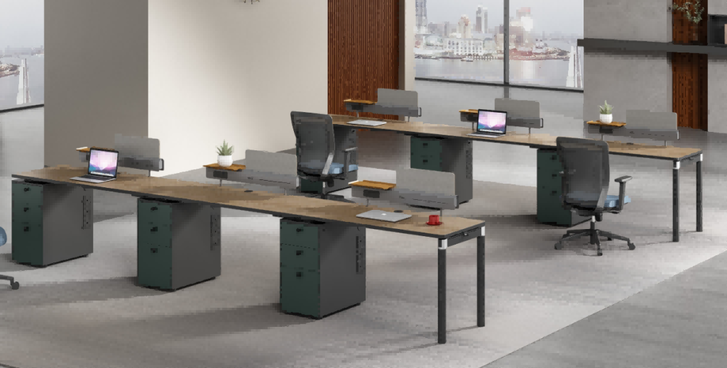 格調bタイプ スタッフデスク 豊林e0グレード アルミニウム拉丝反転線蓋 宝鋼鋼架脚