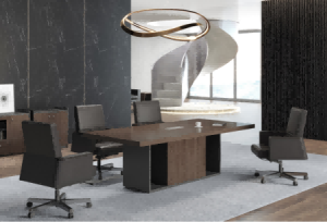 明哲シリーズ会議机 上思華林e0級基材 天然胡桃木皮 华润哑光pu塗料 輸入五金